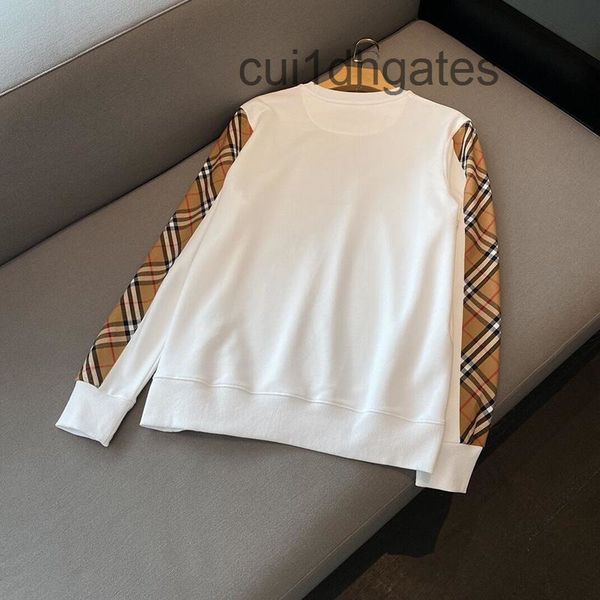 

2022 designer burb hoodies online store autumn and winter fashion 21 autumn new splicing arm plaid stripe roun 0brw, Black