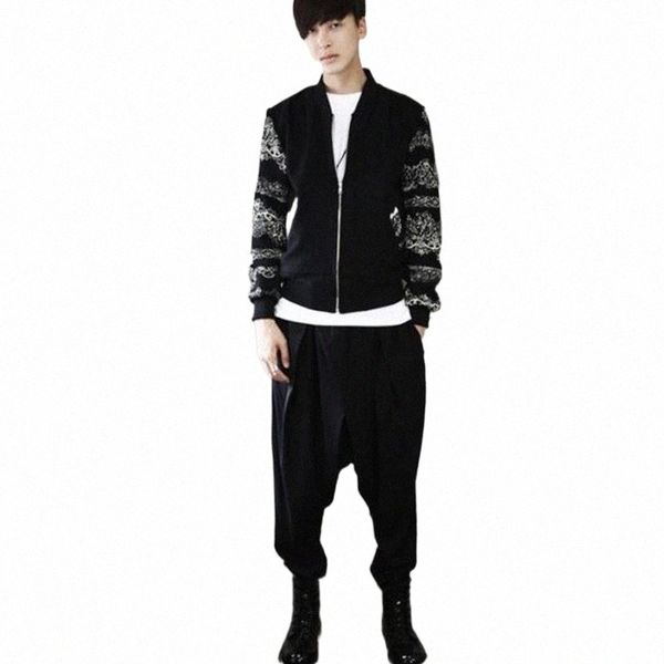 

men's pants black fashion trendy men's casual big crotch pants low cross korean large size trousers hanging c 31o5#