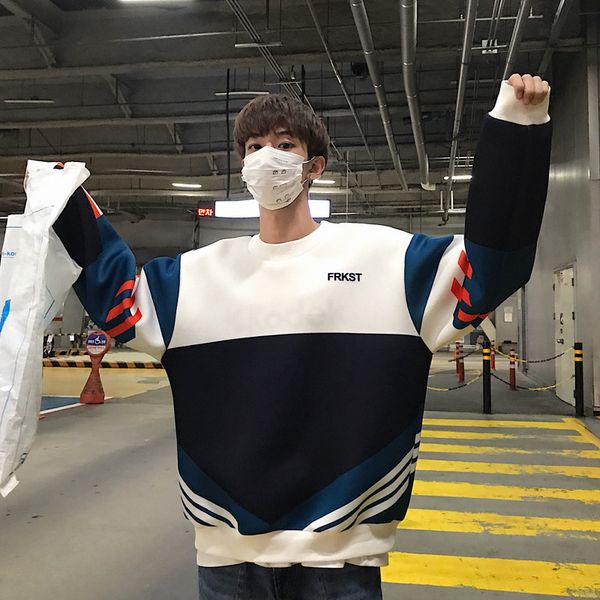

men s hoodies sweatshirts men ulzzang patchwork autumn japanese streetwear harajuku casual print hip hop hoodie l220913, Black
