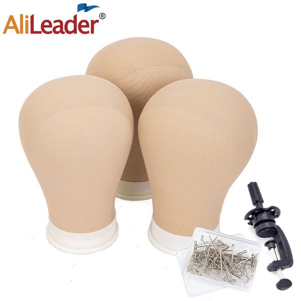 

wig stand alileader wolesale 3pcs/set making tools quality canvas mannequin head 21" 22" 22.5" 23" 24" for s 220913, White