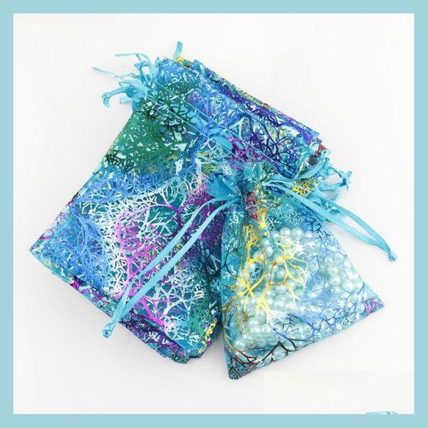 

jewelry pouches bags wholesale jewelry bag transparent bronzing wedding party christmas gift loaded candy bunched rope 10 newdhdh7gu, Pink;blue