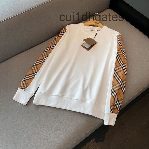 

luxury designer burb hoodies price tide brand fashion 2022 autumn winter new splicing arm plaid stripe round n, Black