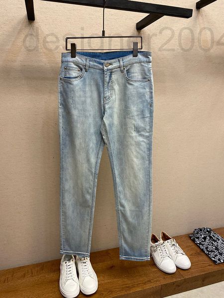 

men's jeans designer 2022 summer ultra thin and super soft men's tencel cotton blended breathable straight barrel pants rqi4, Blue