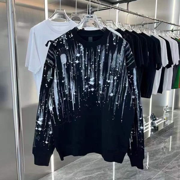 

ch hoodie mens sweatshirt designer sweater men women long sleeve tshirt graffiti cross embroidery sweaters hip hop pullover coat, Black