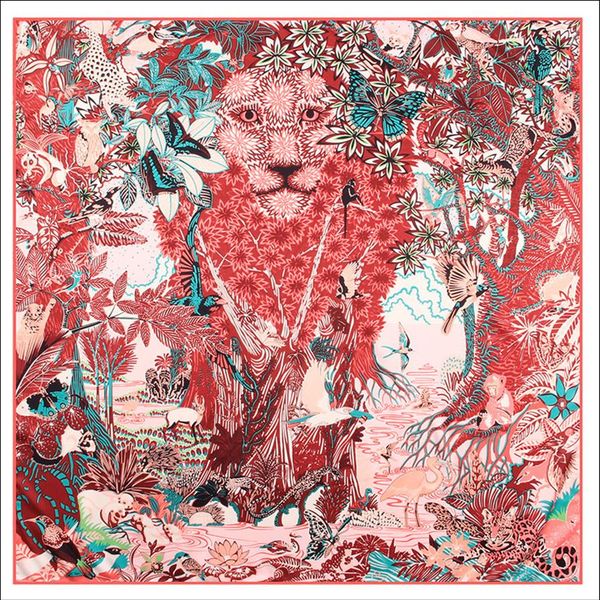 

silk edge scarf head wrap shawl 90 silk scarfs square big handmade lion neck foulard femme double-sided bandana headband305t, Blue;gray