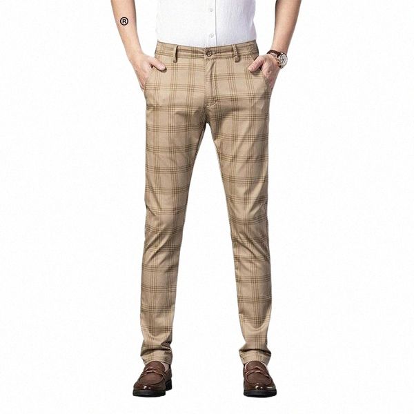 

men's pants men's pants 2022 suit plaid 7-color slim micro stretch trousers business casual office fashion straight-leg o2pa#, Black