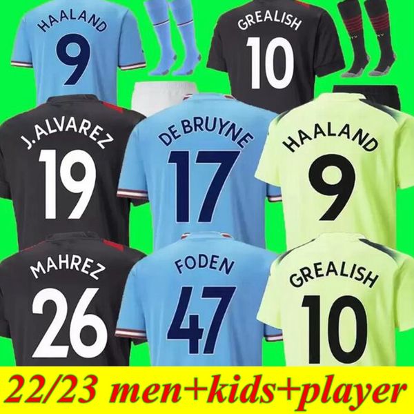 

2022 2023 man city grealish soccer jerseys de bruyne foden specialpl 22 23 men kids kit city terling mans cities mahrez g.jesus football shi, Black;yellow