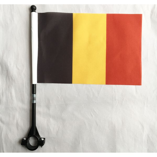 

belgium bike flag 14x21 cm polyester waterproof belgian bicycle safety flags with black plastic stick and base