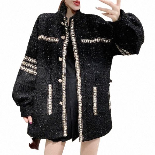 

women's jackets women's jackets korean loose tweed jacket for women stand collar vintage windbreaker fashion single-breasted autum, Black;brown