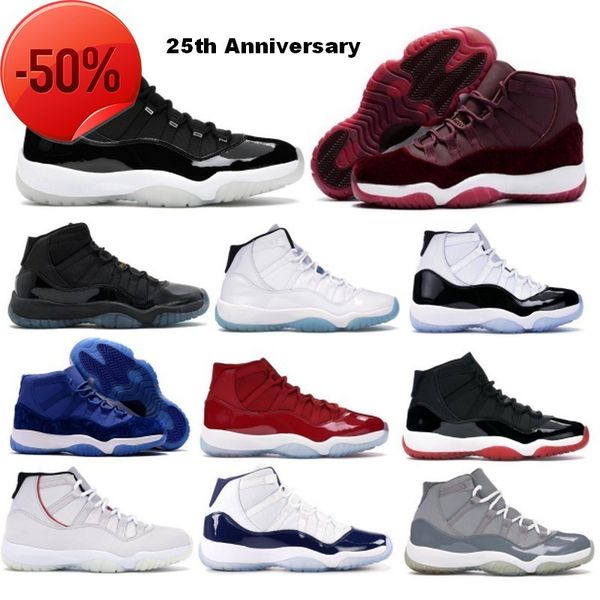 

jumpman basketball shoes 11 11s 25th anniversary concord velvet heiress legend gamma blue space jam bred 2021 grey men women zapatillas, Black