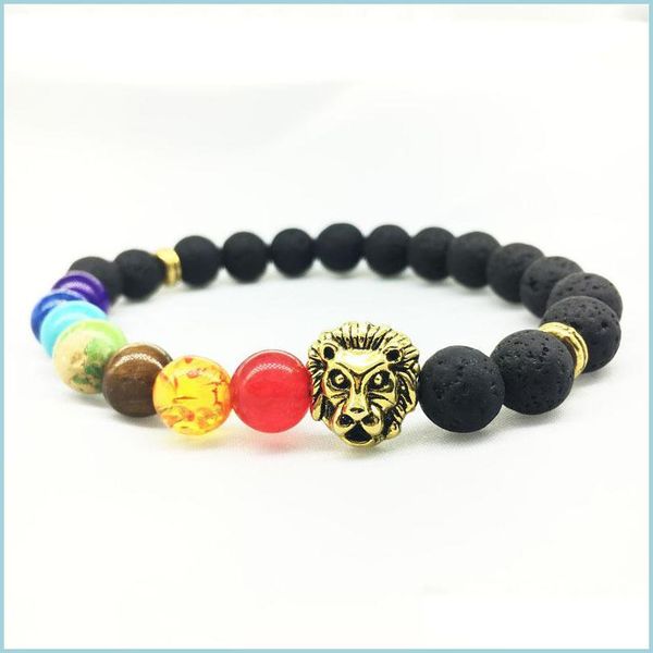 

beaded strands handmade colorf red agate amethyst volcano lion head natural black stone matte yoga buddha bead bracelets carshop2006 dhw7e