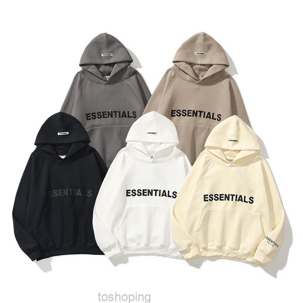 

men's hoodies sweatshirts fear of fog double thread essentials pressed three dimensional letter sweater hoodie men's and women&#03, Black