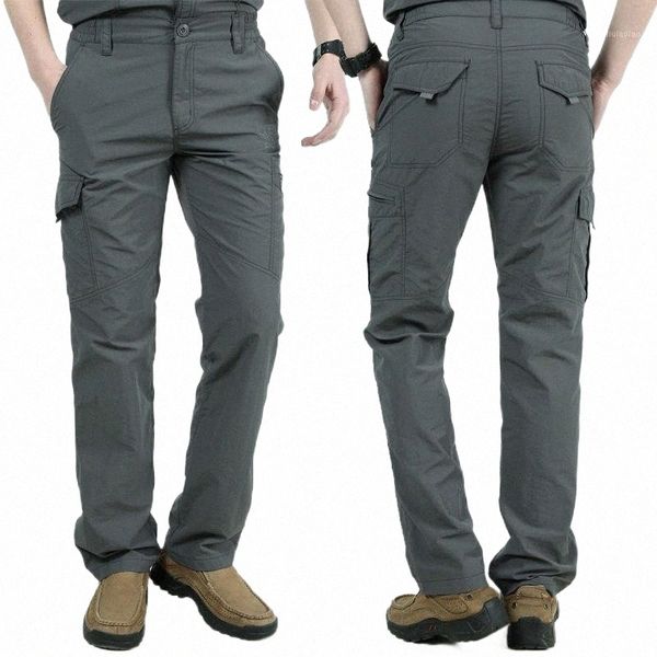 

men's pants men's pants mens tactical multiple pocket elasticity slim cargo pant men thin army military breathable summer casual t, Black