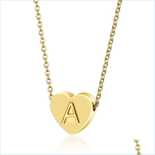 

pendant necklaces fashion tiny titanium steel heart dainty initial personalized 26 letter name choker necklace for women carshop2006 dhisb, Silver