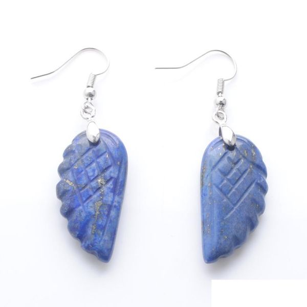 

dangle chandelier new fashion dangle earring for women natural gemstone lapis lazi carved angel wings shape hanging earri mjfashion dhxeo, Silver