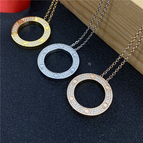 

luxury necklace mens necklace designer titanium steel diamond circle pendant necklaces jewelry for women womens snake chains 18k gold plated, Silver