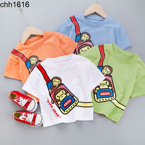 

apes children summer new children t-shirt fashion printing short sleeve round neck baby clothes, White;black
