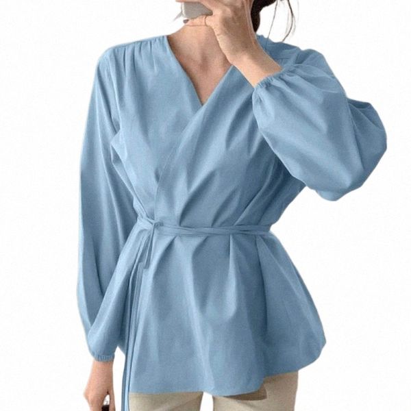 

women's jackets women's jackets women vintage lantern sleeve shirts belte tunic casual loose elegant ol blouses ruffle hem v-neck, Black;brown