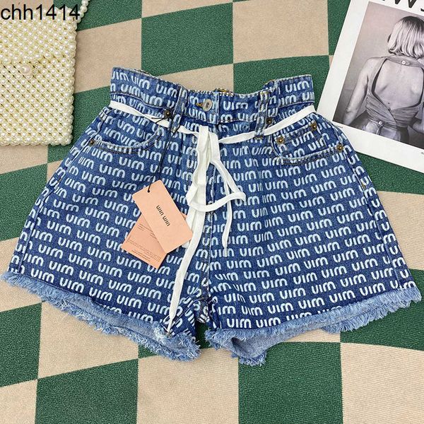 

full printed letters versatile denim shorts flower bud high waist loose wide leg pants women, White;black