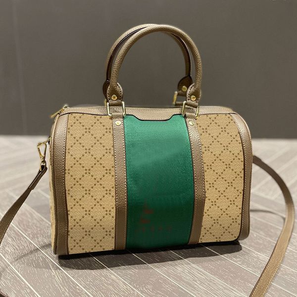 

boston tote bag pillow shoulder bags crossbody handbag women purse red green ribbon large capacity shopping bag fashion letters detachable b