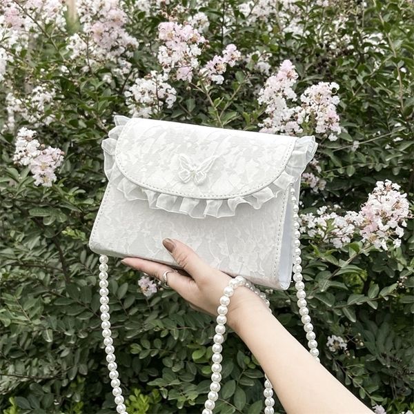 

evening bags retro crossbody bags for women vintage lace pearl chain ladies small square shoulder bag female clutch purse handbags sac femme