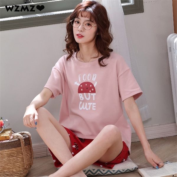 

women's sleepwear summer women cotton cartoon pajamas set cute pyjamas sleepwear nightwear pijama mujer plus size casual lounge wear ho, Black;red