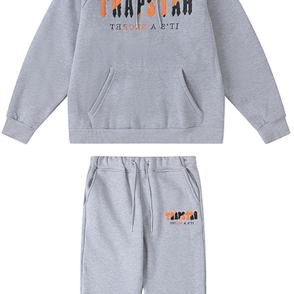 

hoodie trapstar full tracksuit rainbow towel embroidery decoding hooded men and women sportswear suit zipper trousers size xl c8h5, Gray