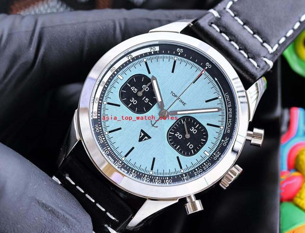 

elling super-avenger a13385101b1x1 mens wristwatches 43mm ice blue dial multi-function chronograph working vk quartz movement latest version, Slivery;brown