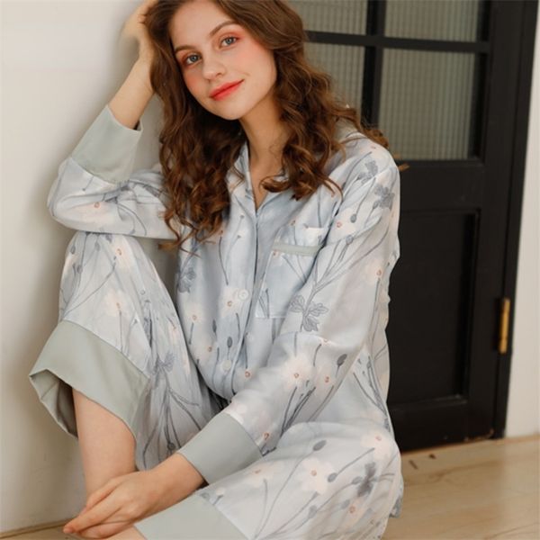 

women's sleepwear floral printing women pijama long-sleeved viscose cotton pajamas trouser sleepwear suits women's homewear women, Black;red