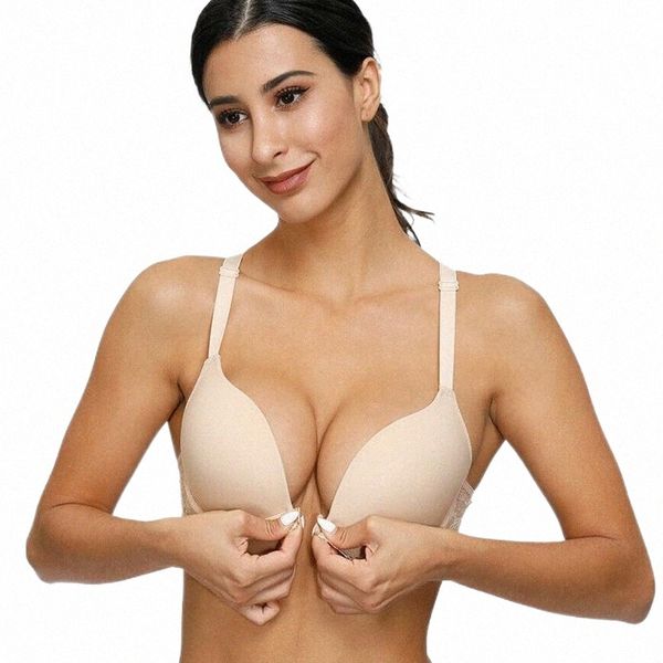 

bras bras yandw women bra lace embroidery hollow front closure nude push up padded y-line strap flexible for q0op#, Red;black