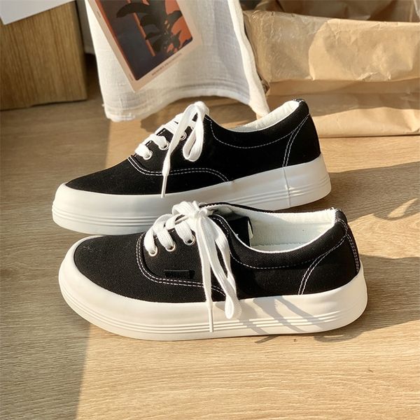 

dress shoes women laceup casual platform canvas fashion womens flats female athletic sport ins tenis feminino 220913, Black