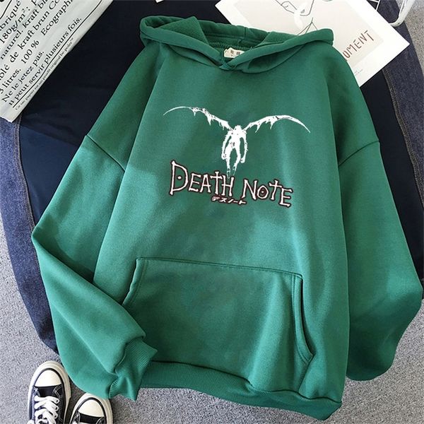 

men s hoodies sweatshirts autumn winter death note horror anime print student hip hop streetwear hoody pullover 220913, Black