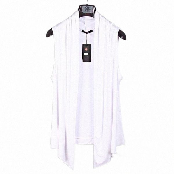 

men's vests men's vests summer men black white gray color sleeveless vest long cardigan punk streetwear man fashion cape korean vi