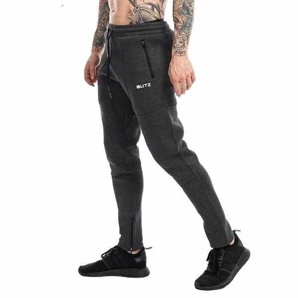 

men's pants men's pants men sweatpants autumn winter man gyms fitness bodybuilding joggers fashion trousers casual workout m2sj#, Black