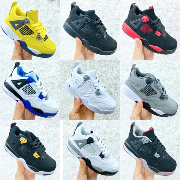 

kids 4 black cat basketball shoes toddler td jumpman 4s red chicag boys girls basketball pour enfants athletic outdoor sneakers size 22-37