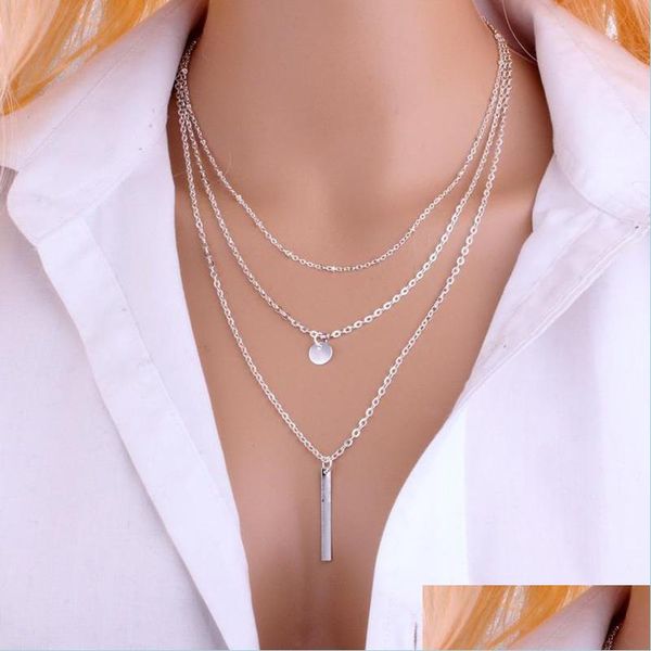 

chokers gold siery color mtilayer choker necklace for women long tassel pendant chain necklaces pendants laces veet choke vipjewel dhixi, Golden;silver