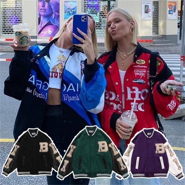 

women's jackets fashion casual baseball coats men patchwork hip hop oversize winter bomber 220913, Black;brown