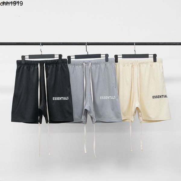 

chao brand double line essential mesh drawstring high street sports short pants for men and women, White;black