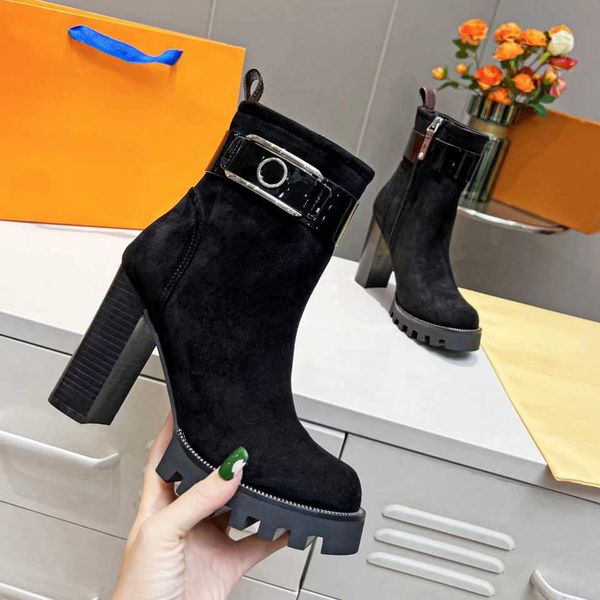 

designer heel boots fashion leather women louiseity autumn winter ankle booties viutonity woman ddsaddd, Black