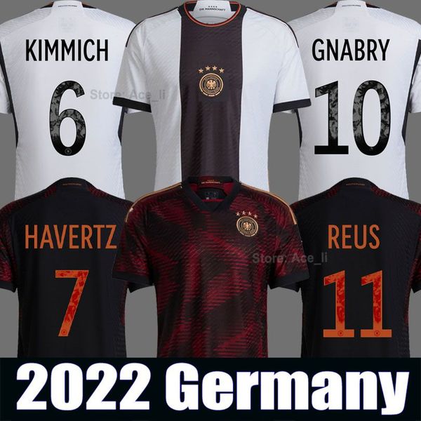 

soccer 2022 germanys hummels world cup soccer jerseys kroos gnabry werner draxler reus muller gotze fans player version football shirt 22 23, Black;yellow