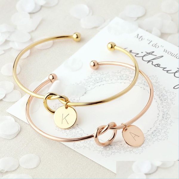 

cuff fashion rose gold/sier alloy letter bracelet snake chain charm female knot bangle drop delivery 2021 jewelry bracelets newdhdhmnw, White