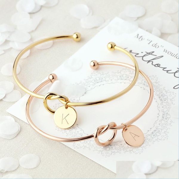 

cuff fashion rose gold/sier alloy letter bracelet snake chain charm female knot bangle drop delivery 2021 jewelry bracelets newdhdhmnw, White