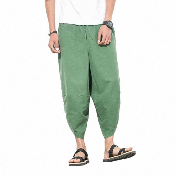 

men's pants men's pants men jogging summer casual plus size solid color cropped harem wide leg trousers sports gym x6wl#, Black