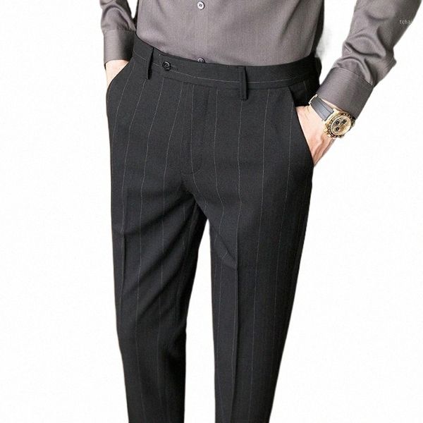 

men's suits & blazers men's suits & blazers 2022 autumn striped business dress pants men korean office social suit casual slim fit, White;black