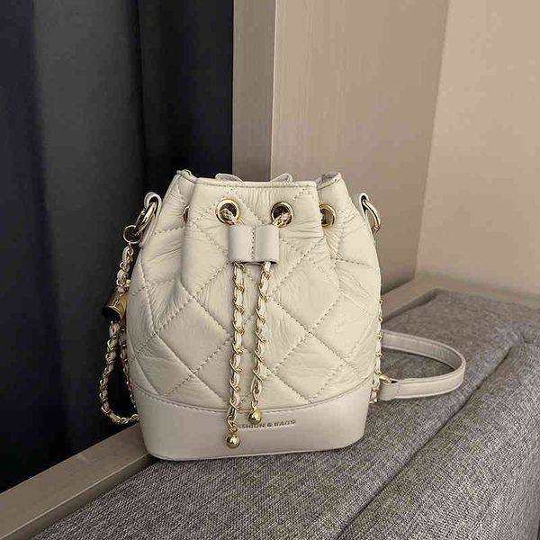

handbags minority bucket bag women's 2022 new chaoling lattice chain simple pure color sling one shoulder cross handbags