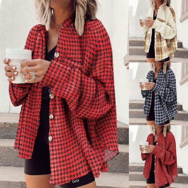 

women's jackets women's jackets plaid jacket shirts fall female clothes outwear long sleeve flannel lapel button down pocketed sha, Black;brown