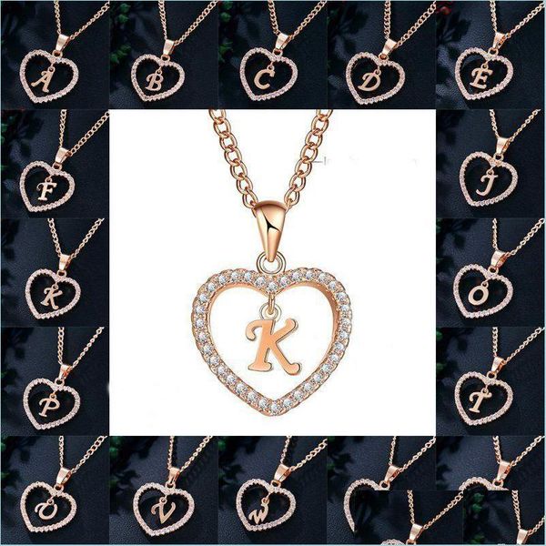 

pendant necklaces 925 sier love heart pendant alphabet initial necklace 26 letters american european diamond jewelry gift carshop2006 dhhae, Silver