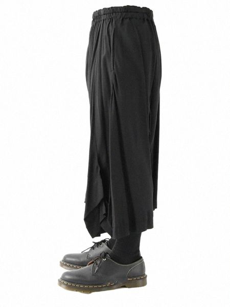 

men's pants men's pants leisure harun loose wide leg wrinkles youth big size trend personality spring and summer skirt s0gz#, Black