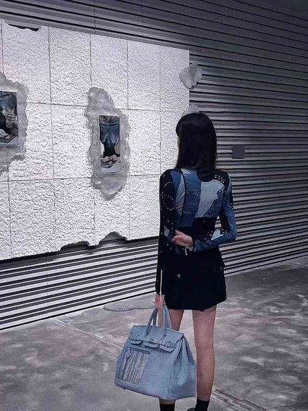 

online casual versatile denim bag portable diagonal 2022 new female purses