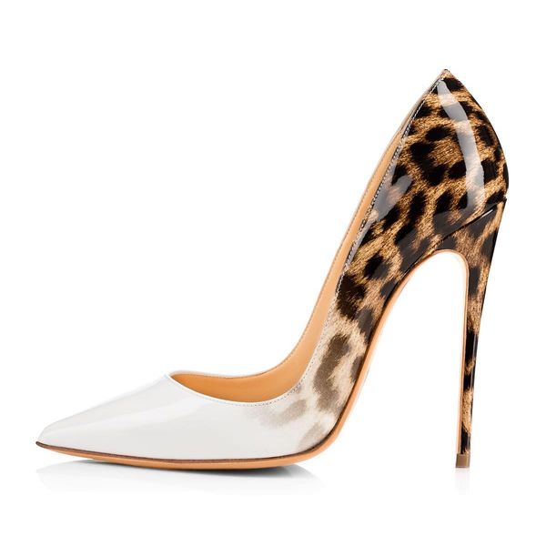 

brand red soled shoes women pumps leopard print white gradient high heel woman stiletto red bottom evening shoe patent leather designer heel, Black
